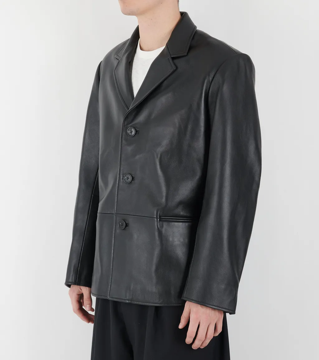 Short Leather Blazer