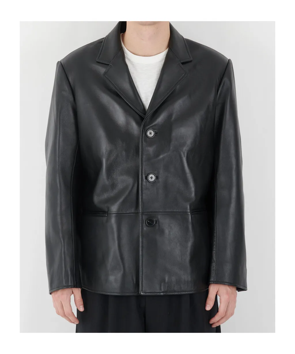 Short Leather Blazer