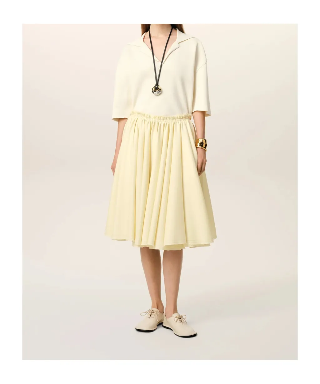 Ami Elastic Waist Midi Skirt