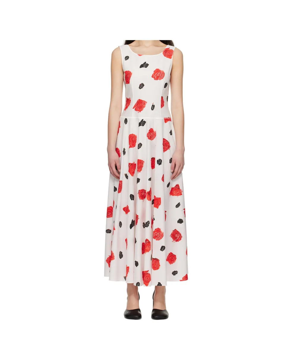 Rose-Print Midi Dress