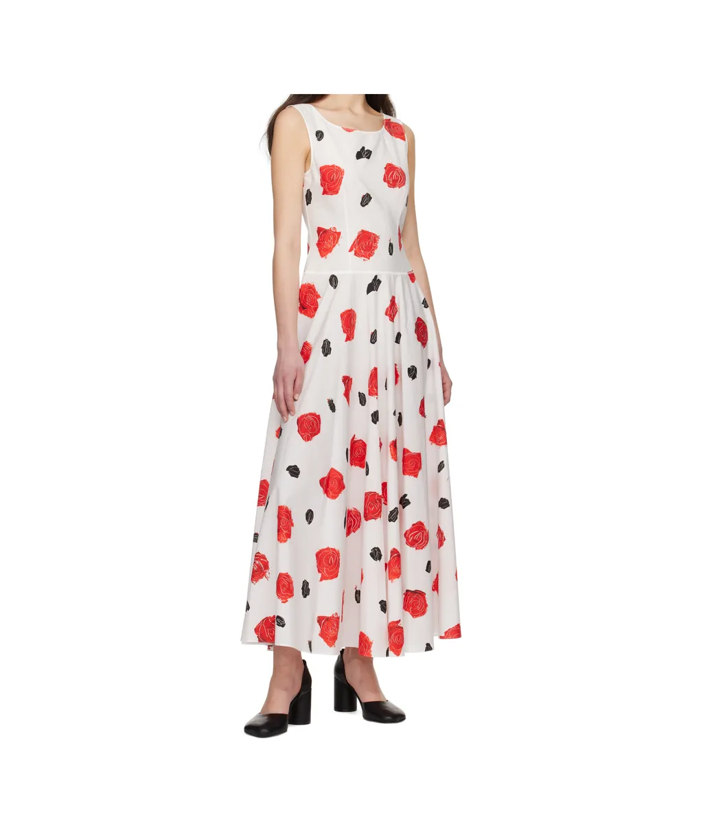 Rose-Print Midi Dress