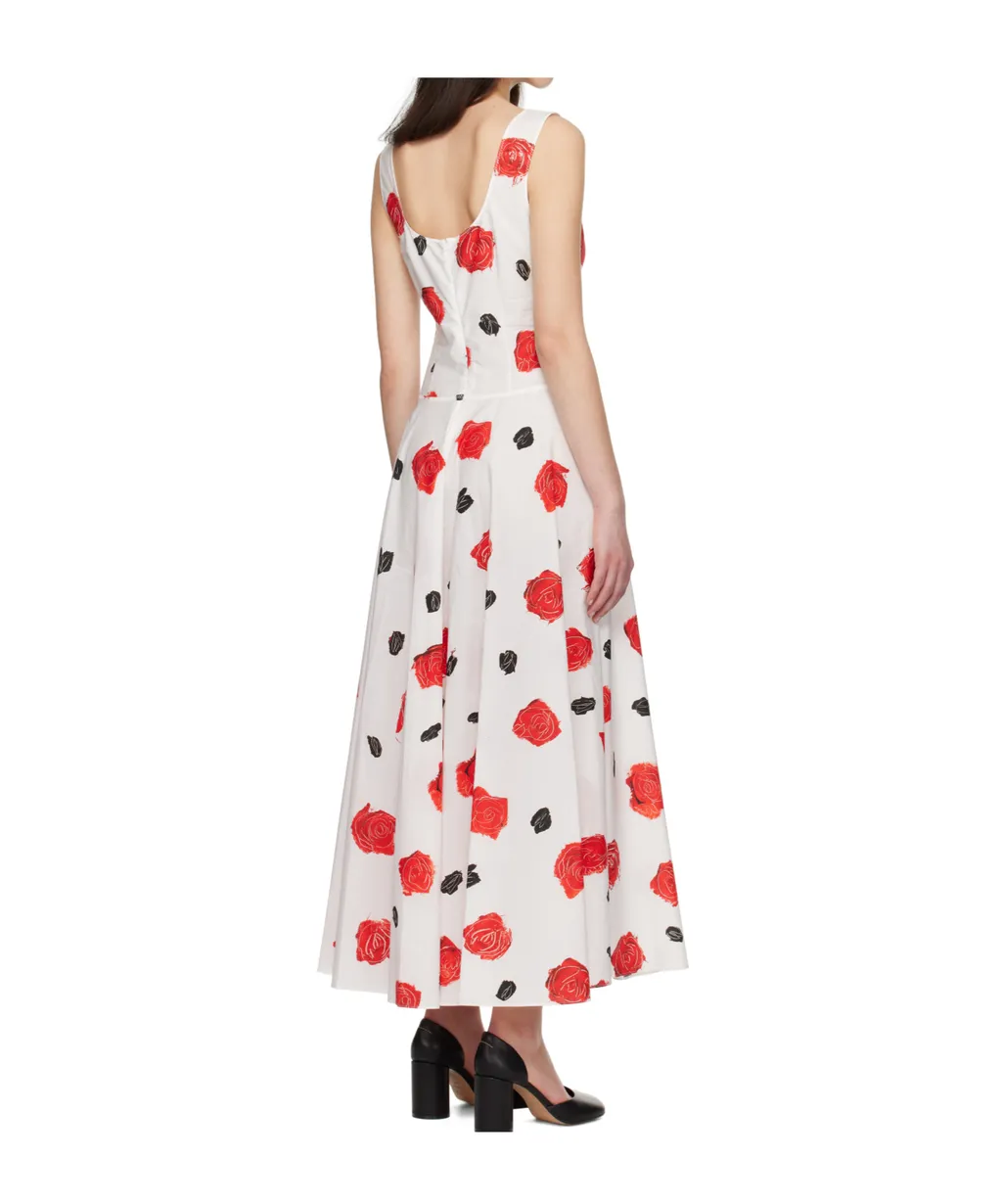 Rose-Print Midi Dress