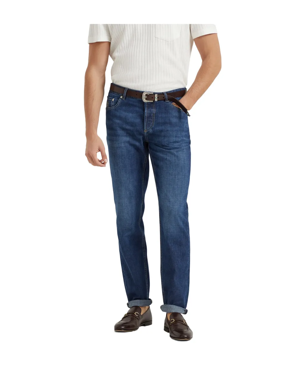 Brunello Cucinelli Logo Patch Cuffed-Hem Jeans