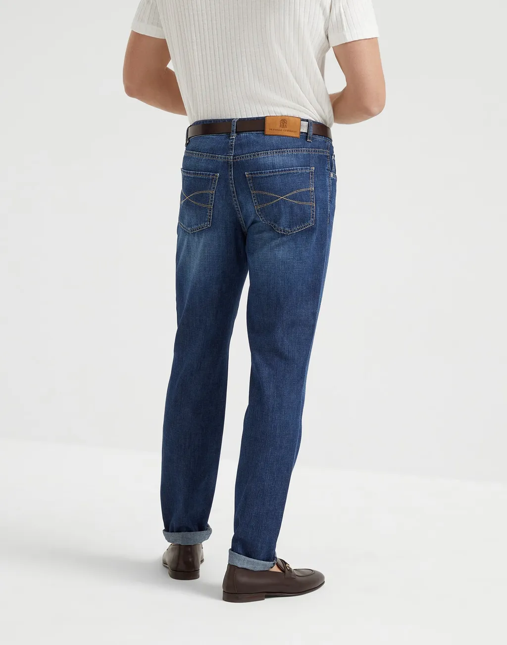 Brunello Cucinelli Logo Patch Cuffed-Hem Jeans
