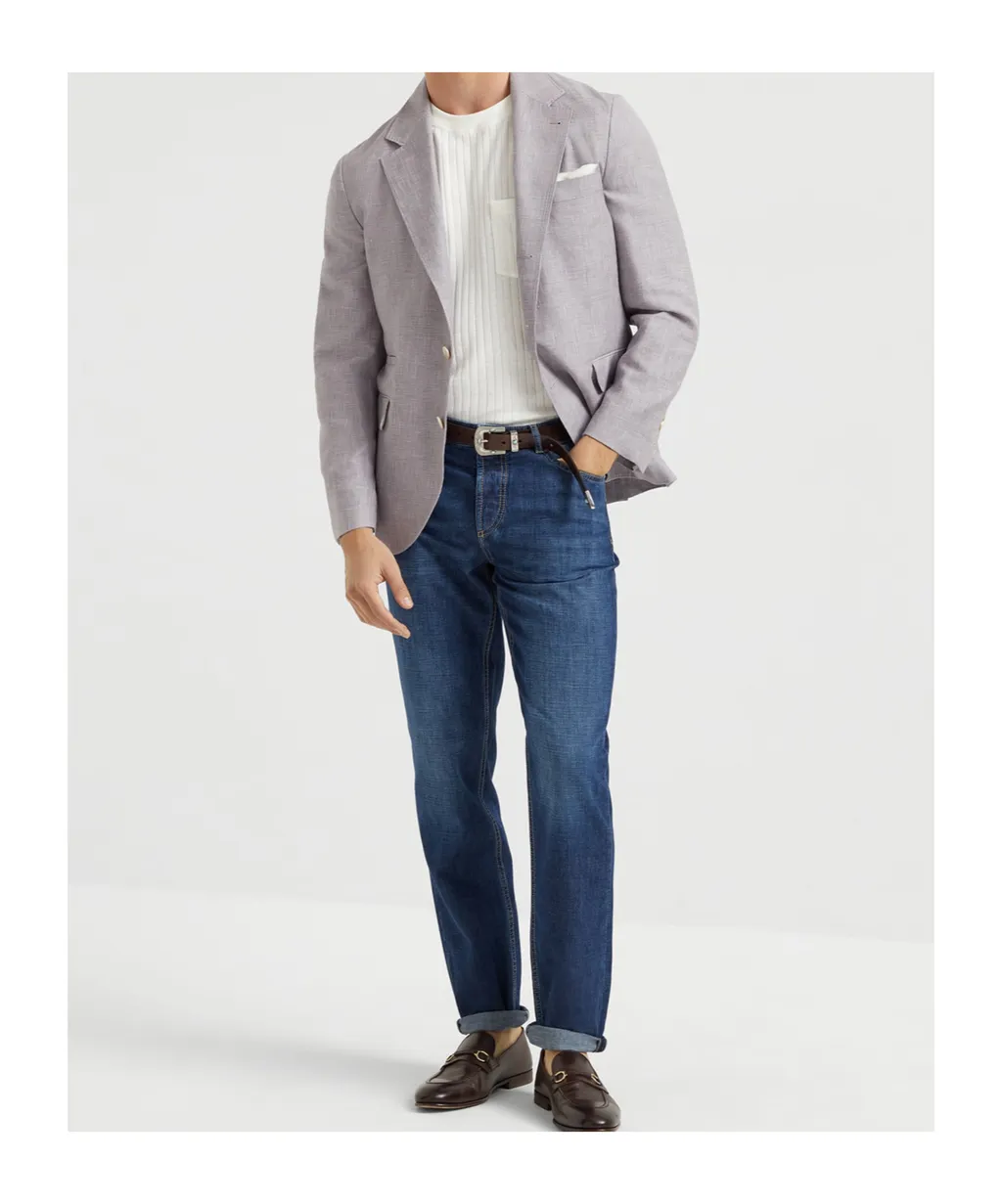Brunello Cucinelli Logo Patch Cuffed-Hem Jeans