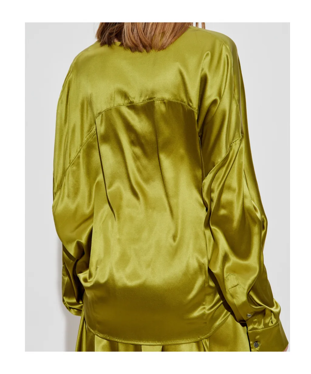 Dries Van Noten Camiel Satin Draped Blouse
