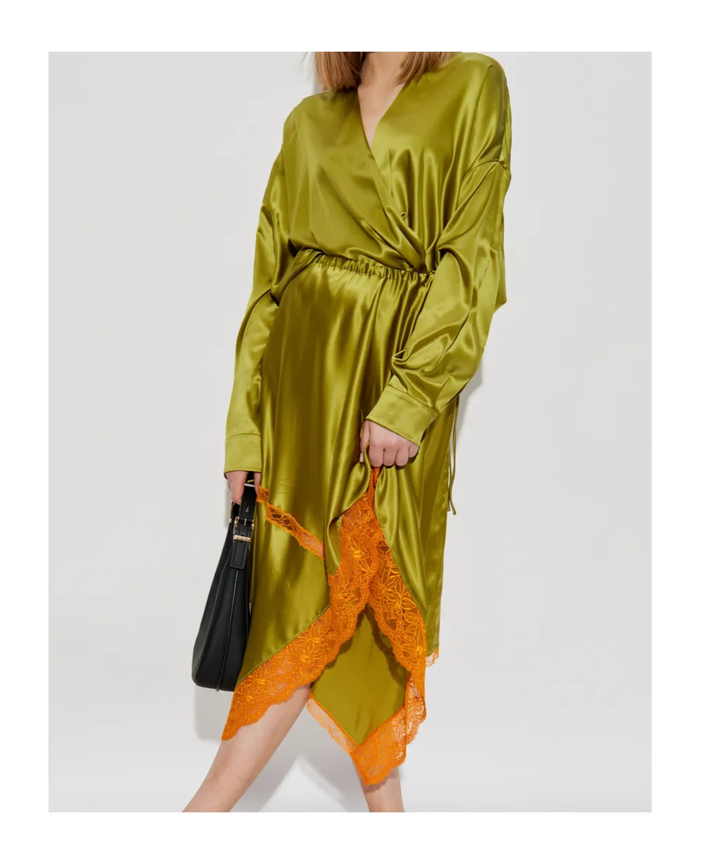 Dries Van Noten Camiel Satin Draped Blouse