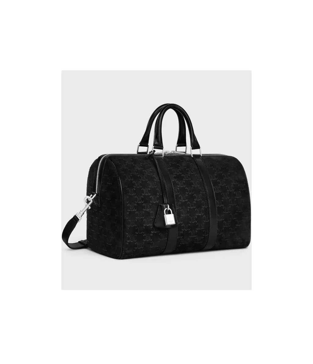 Large Boston In Suede Calfskin With Triomphe Embossed