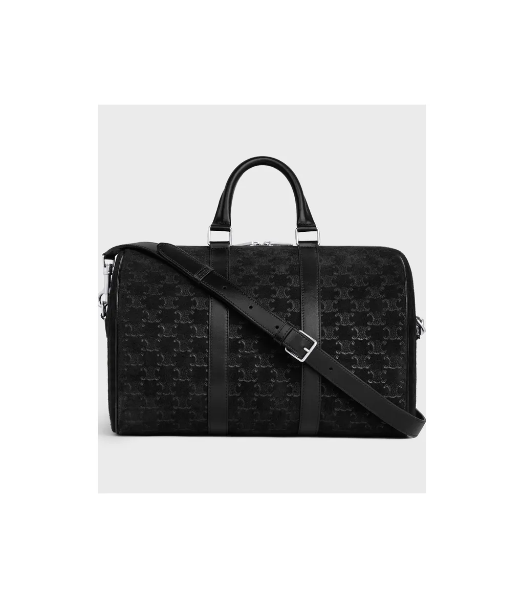 Large Boston In Suede Calfskin With Triomphe Embossed