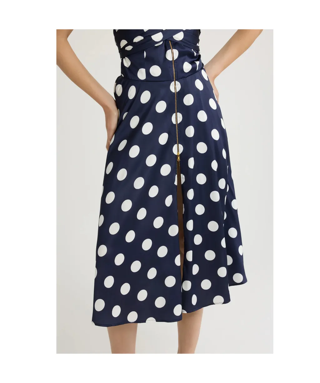 Patou Halterneck Polka-Dot Midi Dress