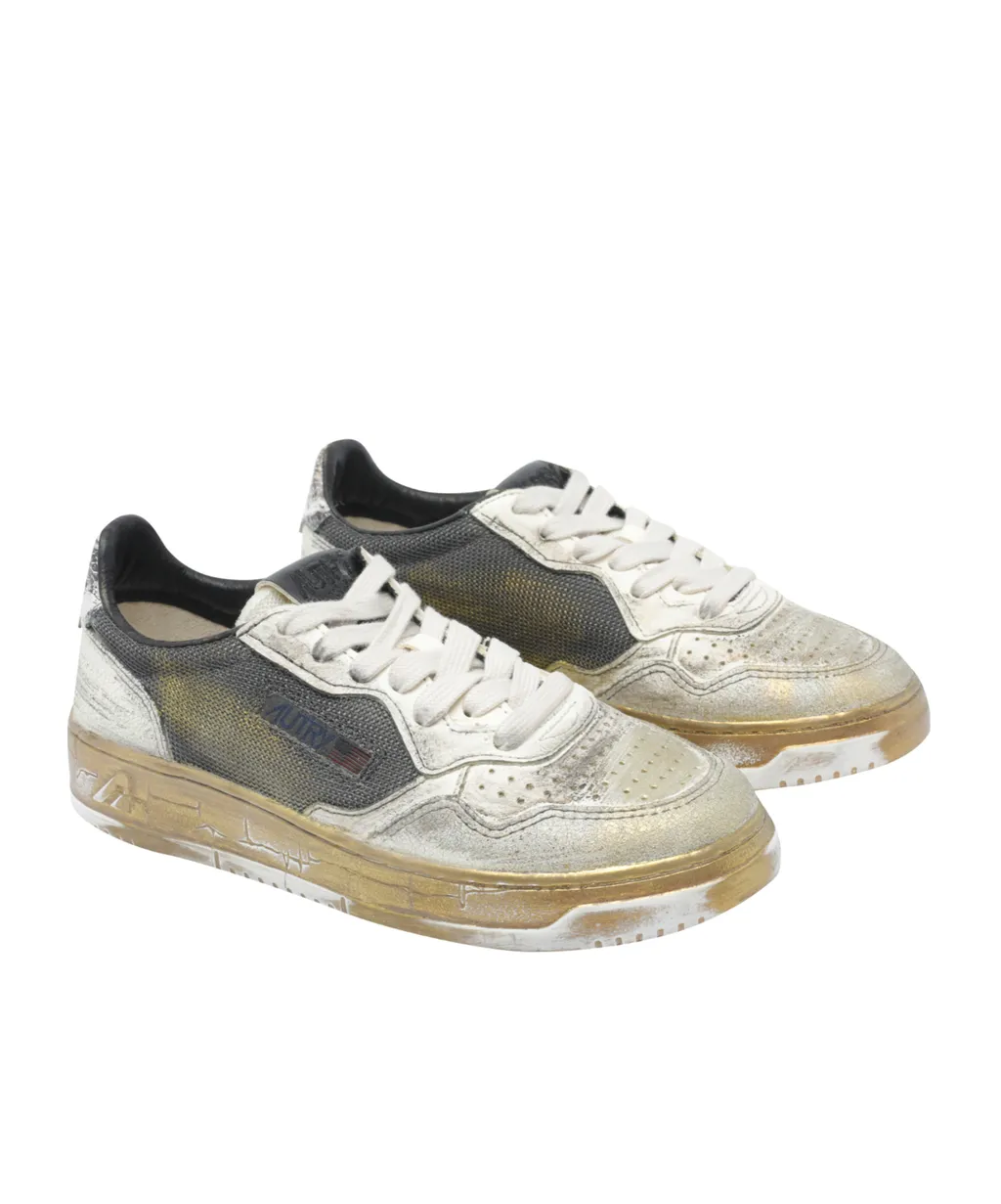 Snakeskin-Panelled Leather Sneakers