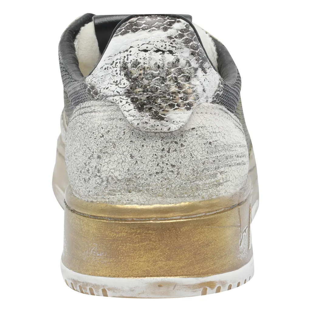 Snakeskin-Panelled Leather Sneakers