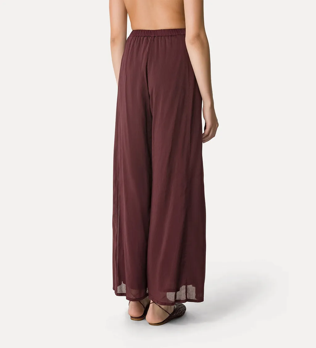 Flared Trousers In Cotton–And–Silk Voile