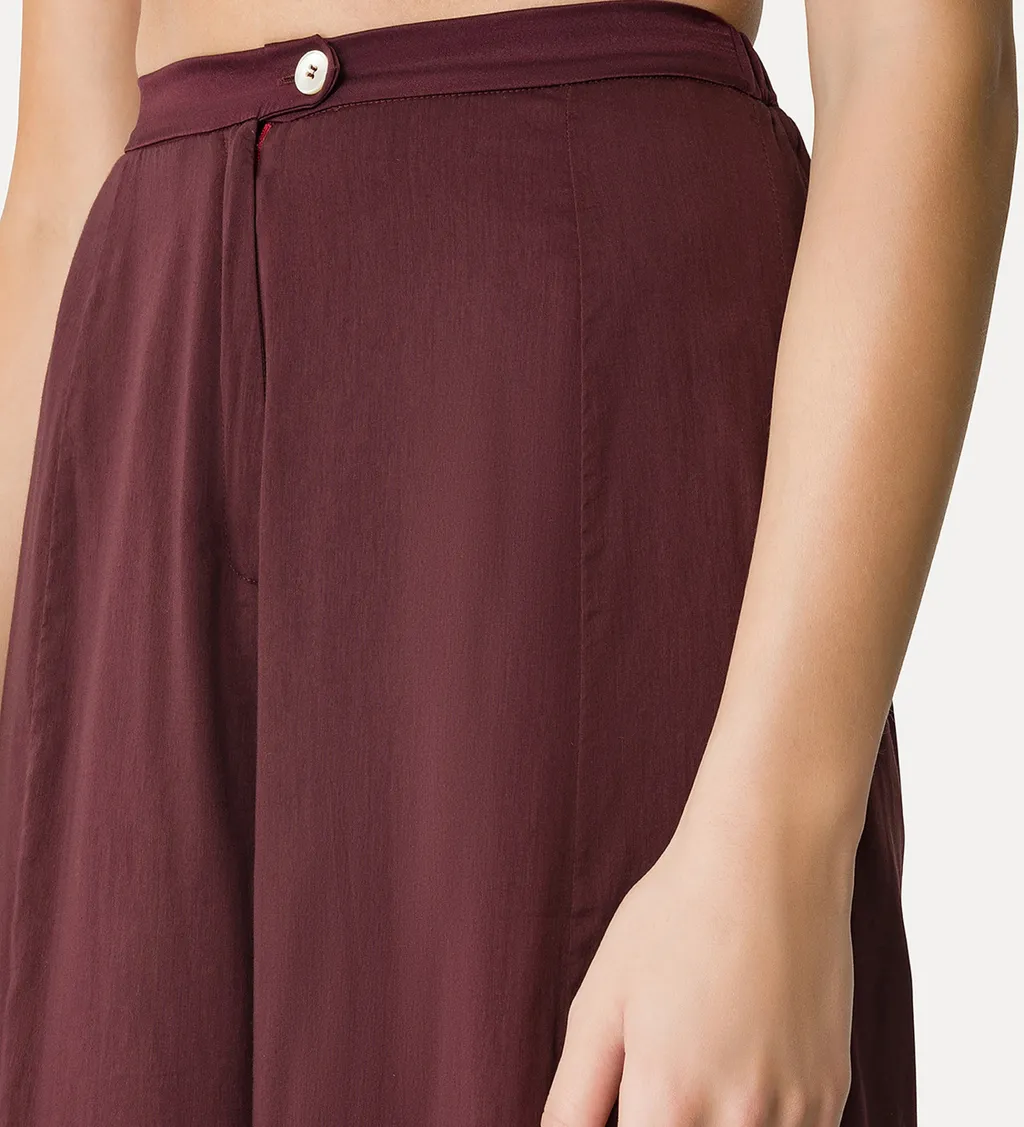 Flared Trousers In Cotton–And–Silk Voile