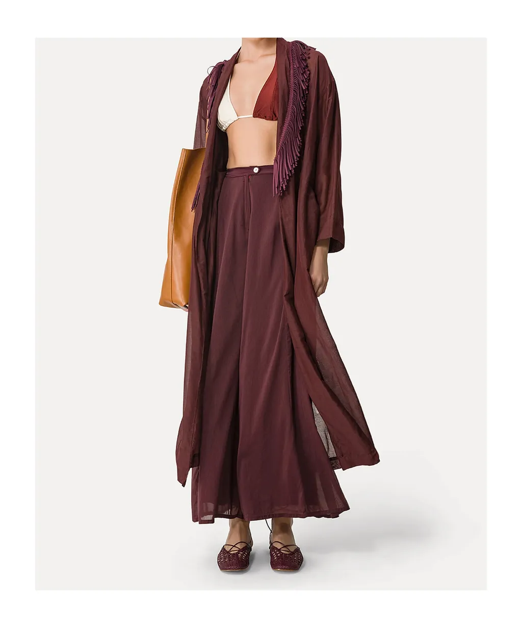 Flared Trousers In Cotton–And–Silk Voile