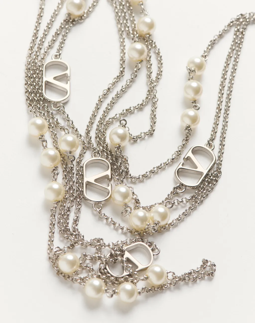 Valentino Vlogo Plaque Embellished Necklace
