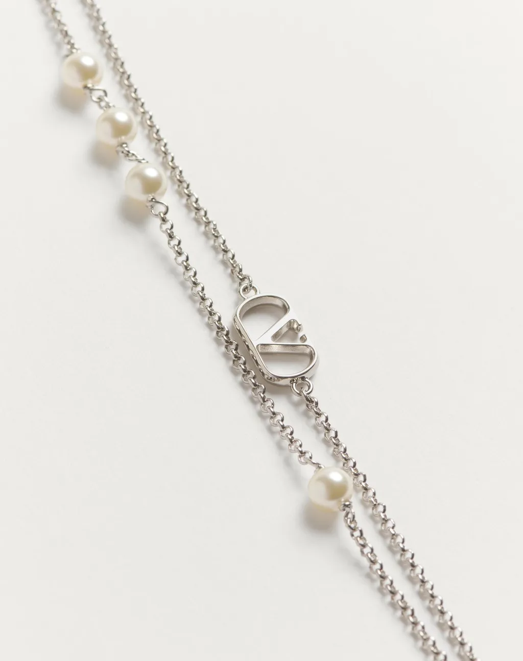 Valentino Vlogo Plaque Embellished Necklace