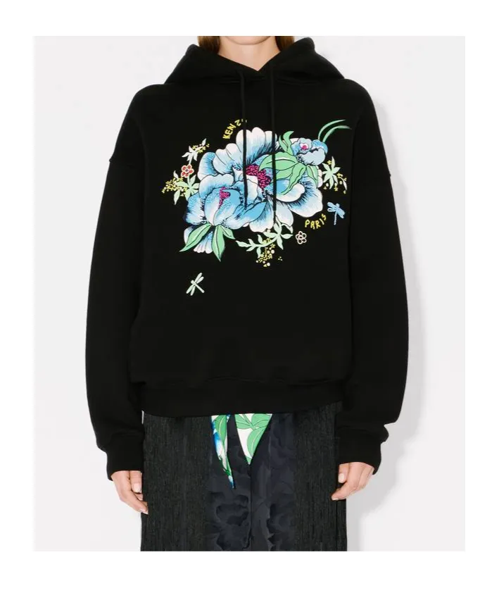 Kenzo Peonies Embroidered Oversized Hoodie