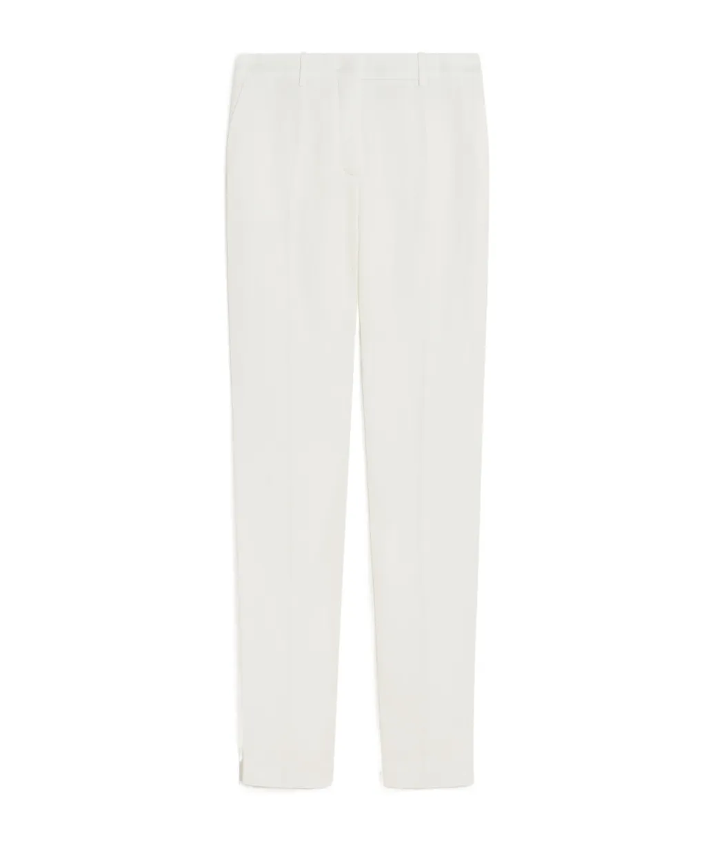 Flared Viscose And Linen Twill Trousers