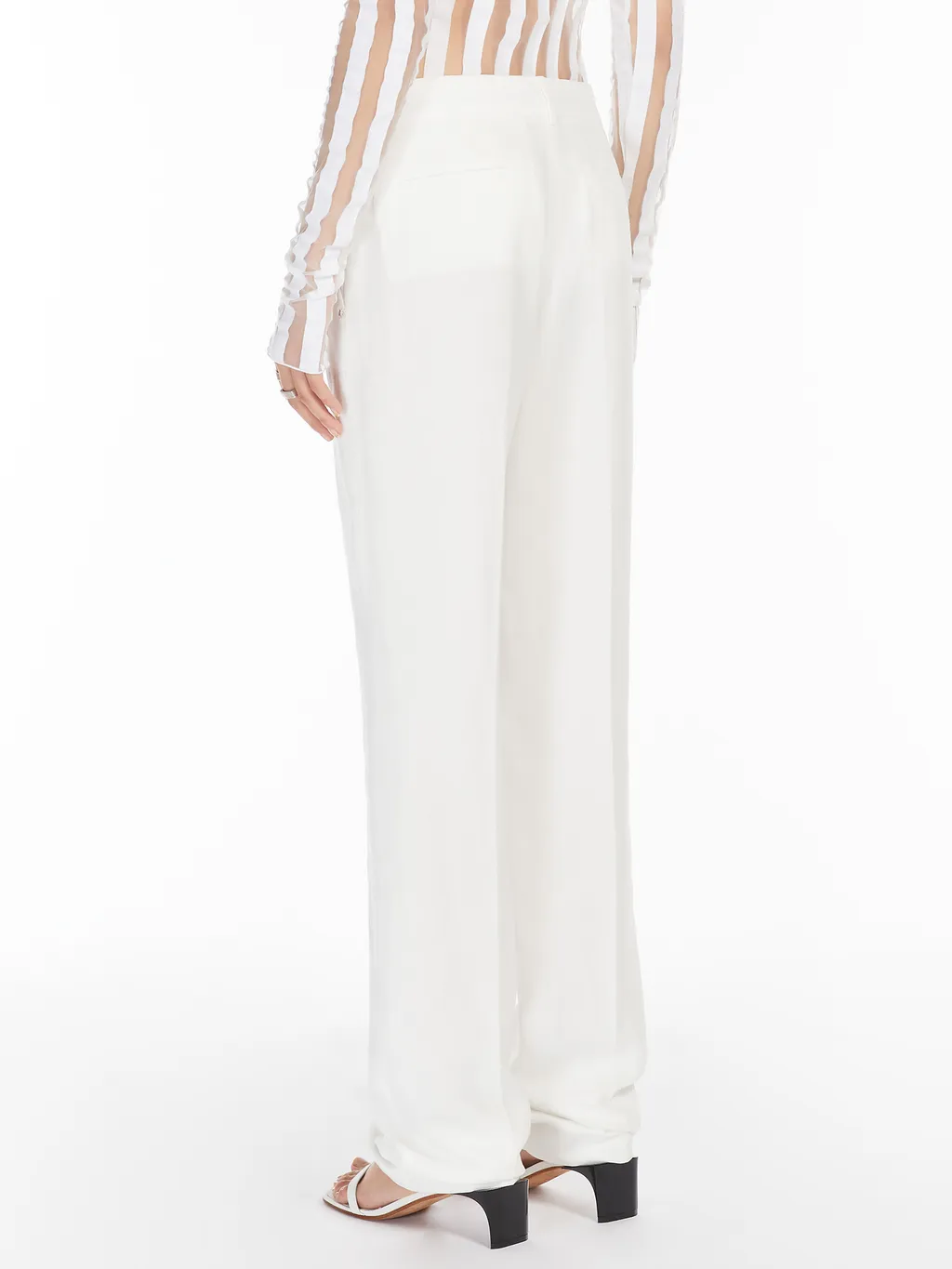 Flared Viscose And Linen Twill Trousers