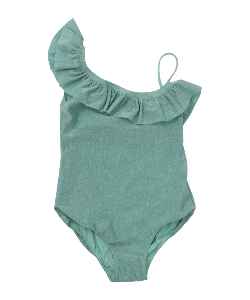Ruffle Asymmetric-Shoulder Swimsuit