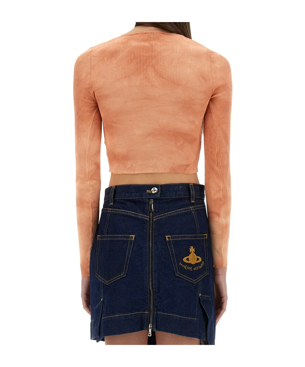Vivienne Westwood V-Neck Knitted Cropped Jumper