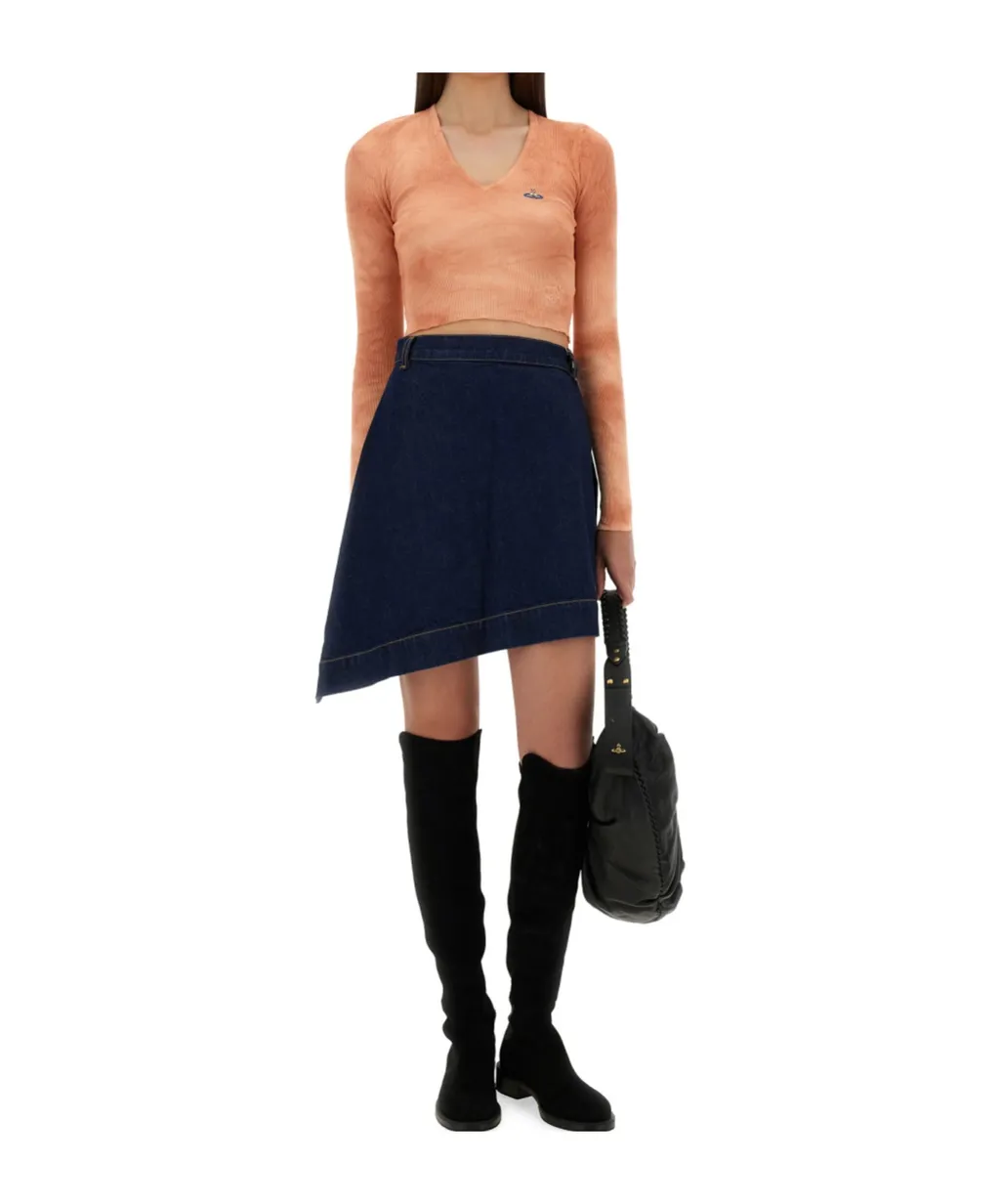 Vivienne Westwood V-Neck Knitted Cropped Jumper