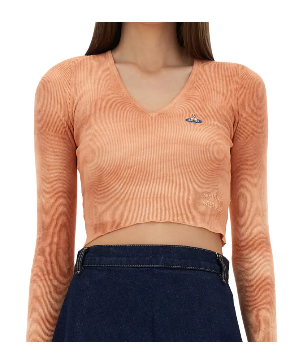 Vivienne Westwood V-Neck Knitted Cropped Jumper