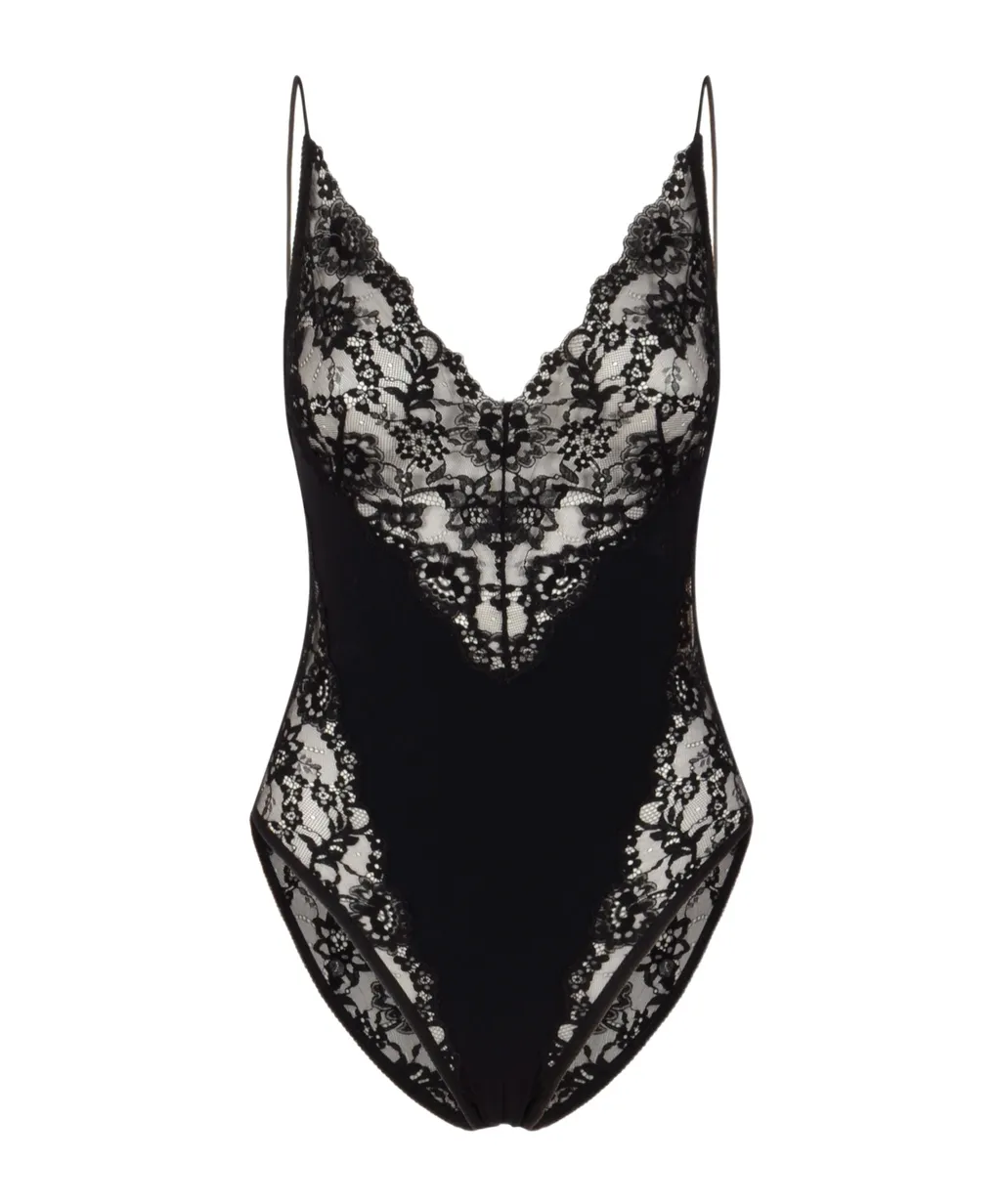 Lace-Trimmed Bodysuit