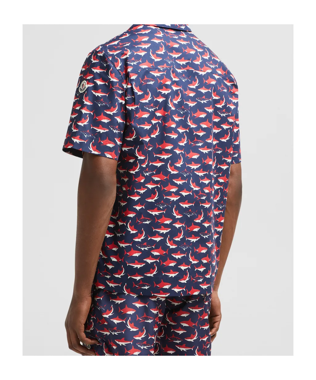 Shark Print Cotton Short Sleeve Shirt
