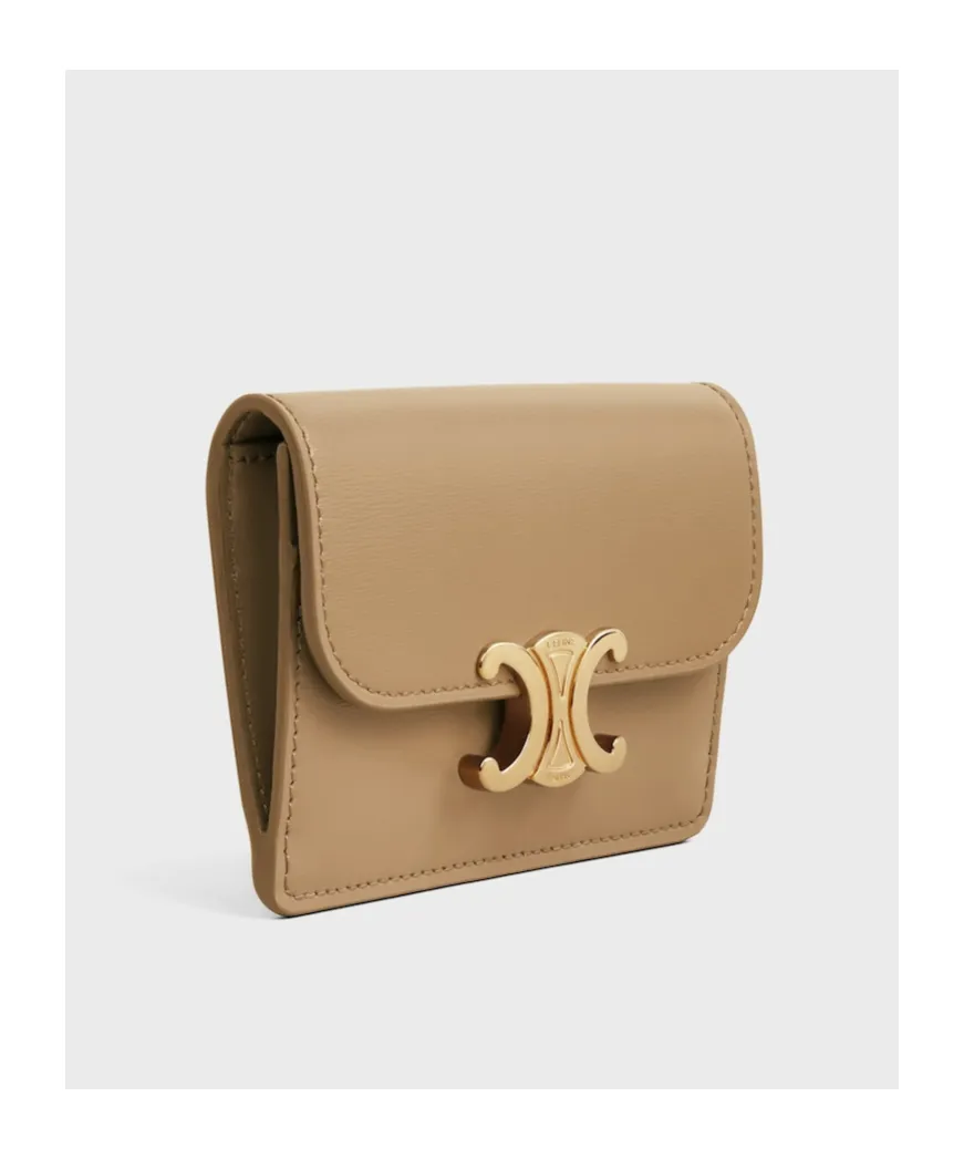 Card Holder With Flap Triomphe In Shiny Calfskin