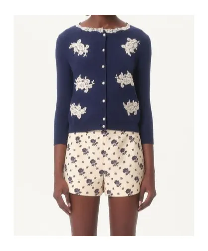 Embroidered Wool And Lace Cardigan