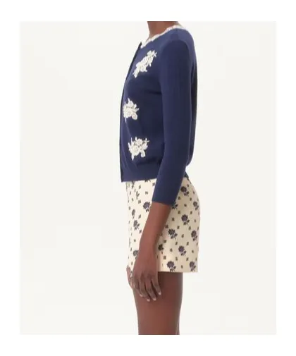 Embroidered Wool And Lace Cardigan