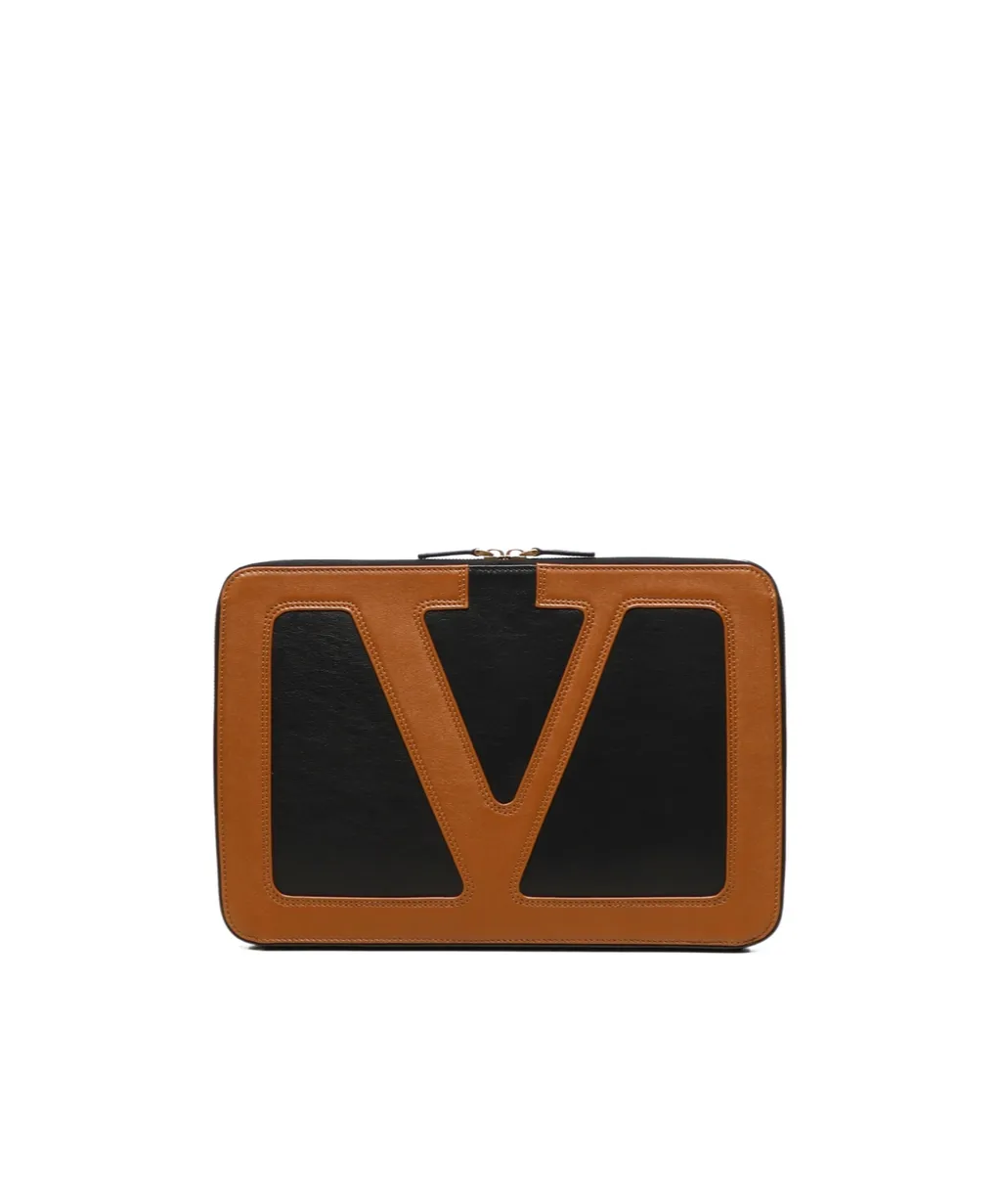 Valentino Logo Patch Zip-Up Wallet