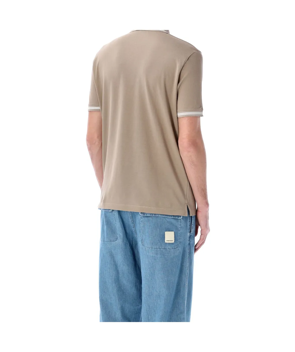 Emporio Armani Piped Collar Piqu Polo Shirt