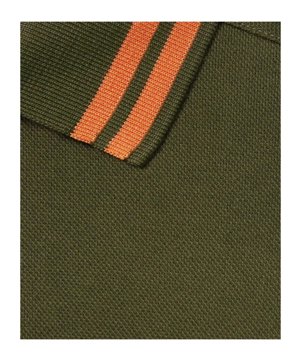 Striped-Collar Polo Shirt