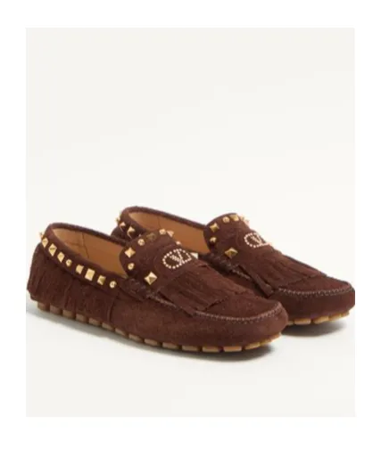 Valentino Garavani Rockstud Fringed Edge Loafers