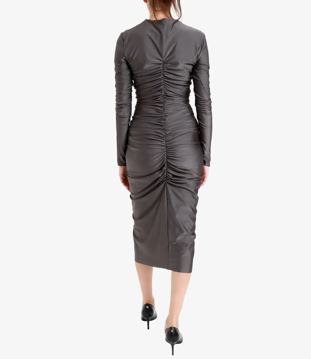 Long-Sleeved Pleated Dress