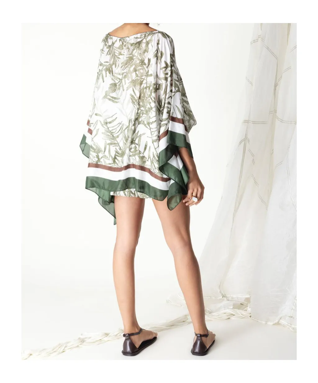 Brunello Cucinelli Allover Printed V-Neck Blouse