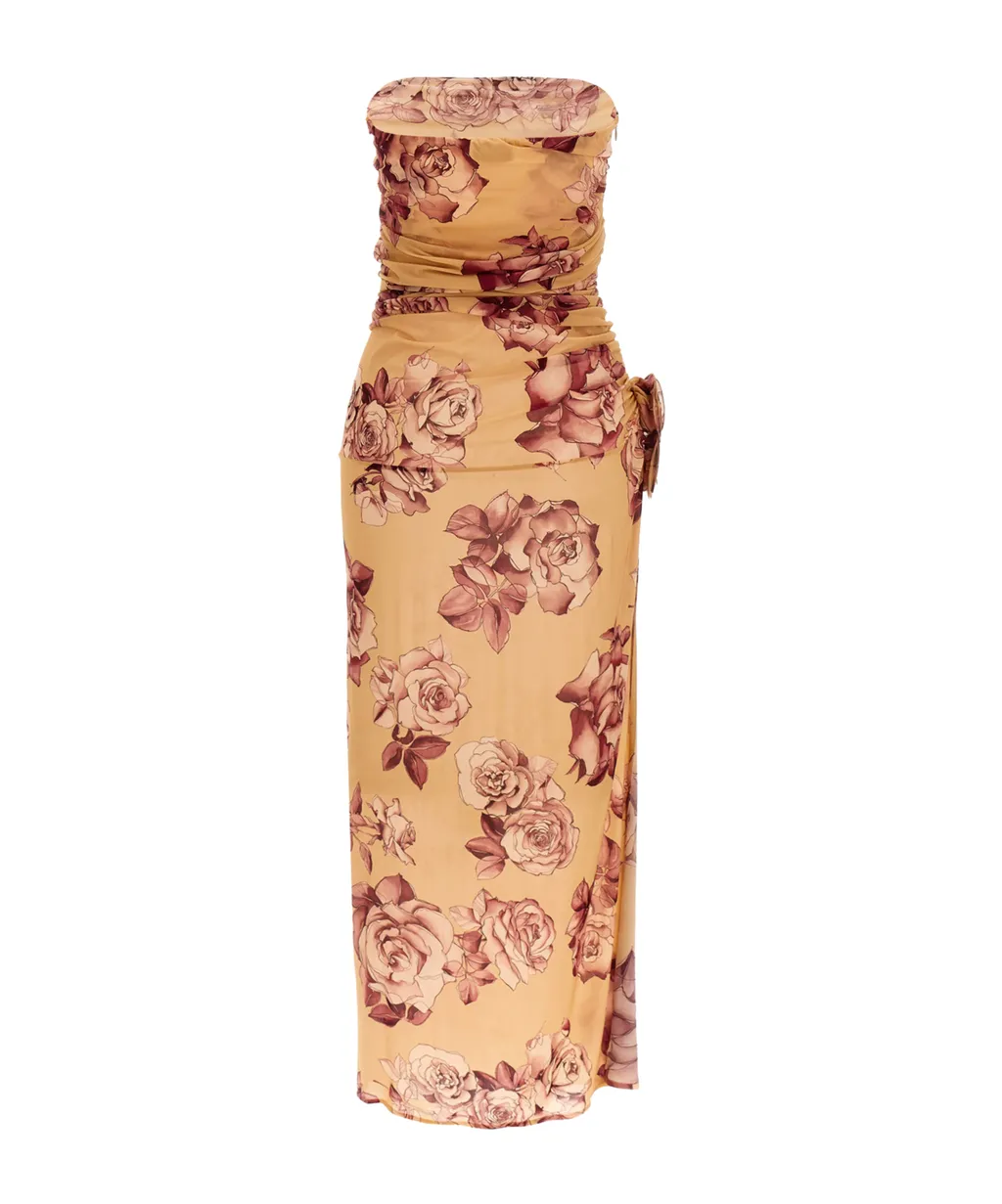 Magda Butrym Strapless Flower Patch Midi Dress