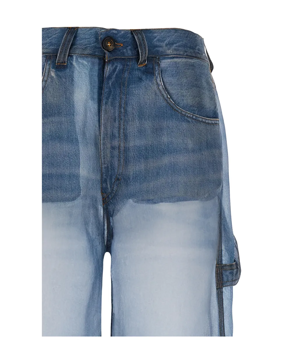 Denim Print Wide Leg