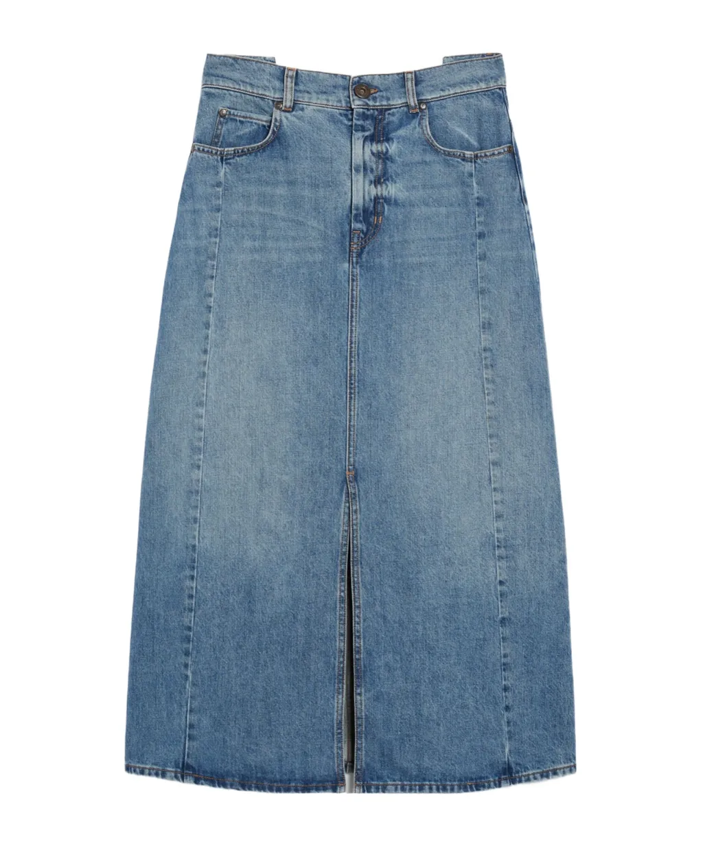 Long, Cotton-Denim Skirt