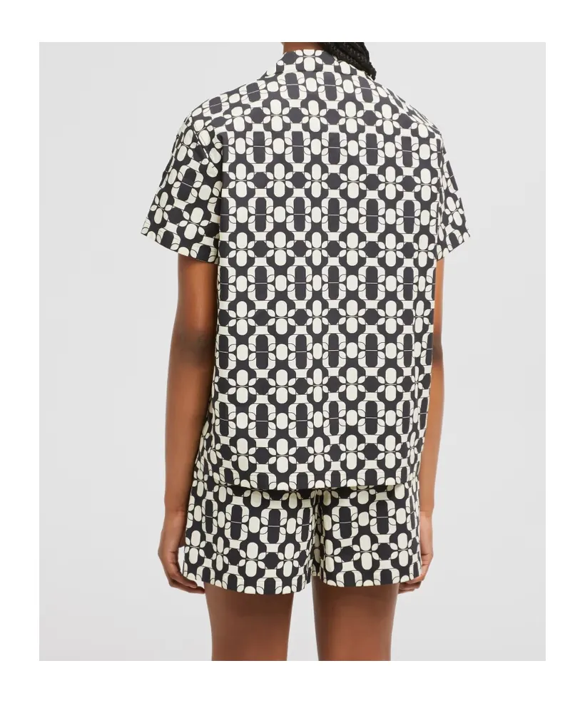 Geometric Print Cotton Short Sleeve Shirt