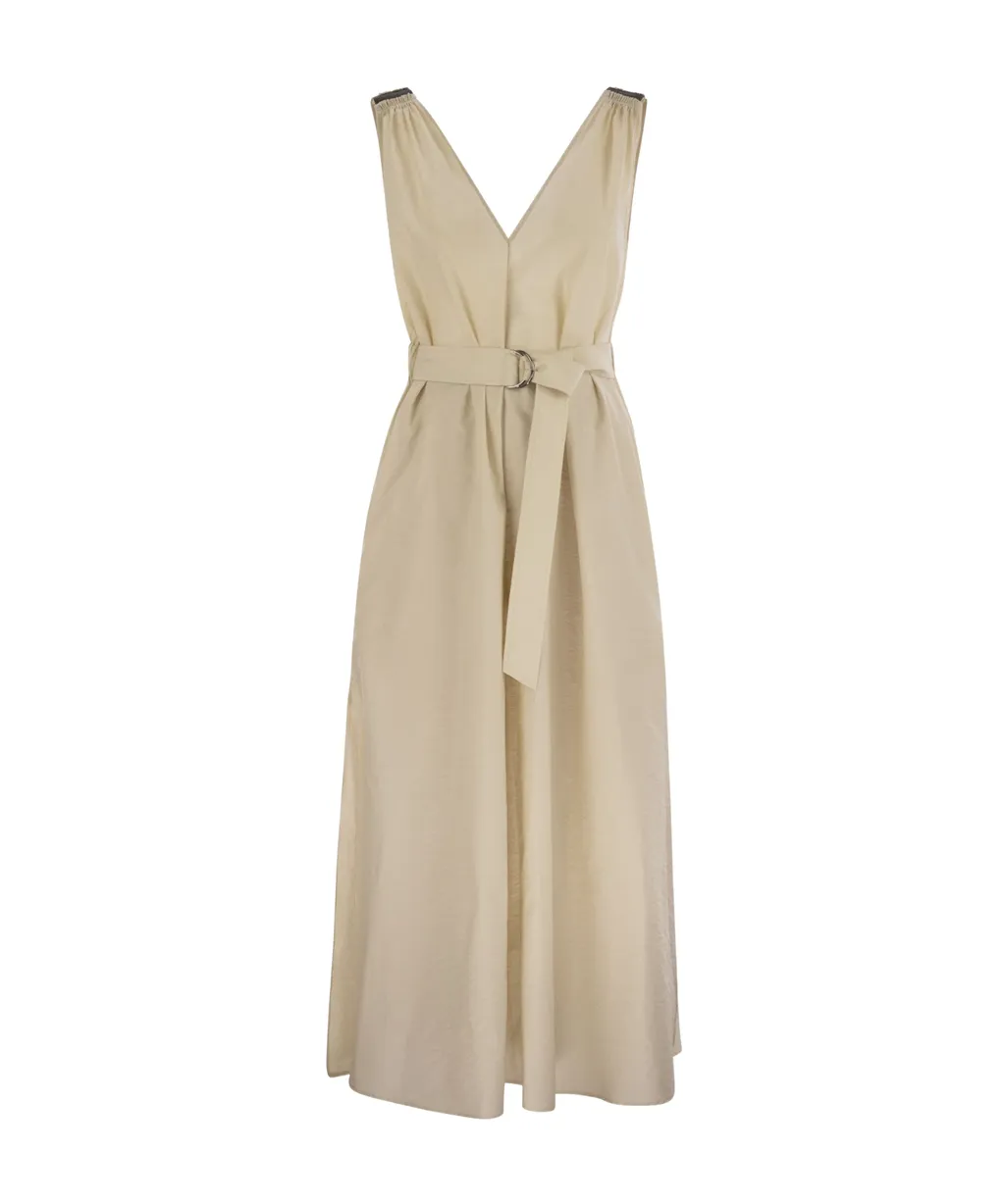 Brunello Cucinelli Belted Pleated Midi Dress