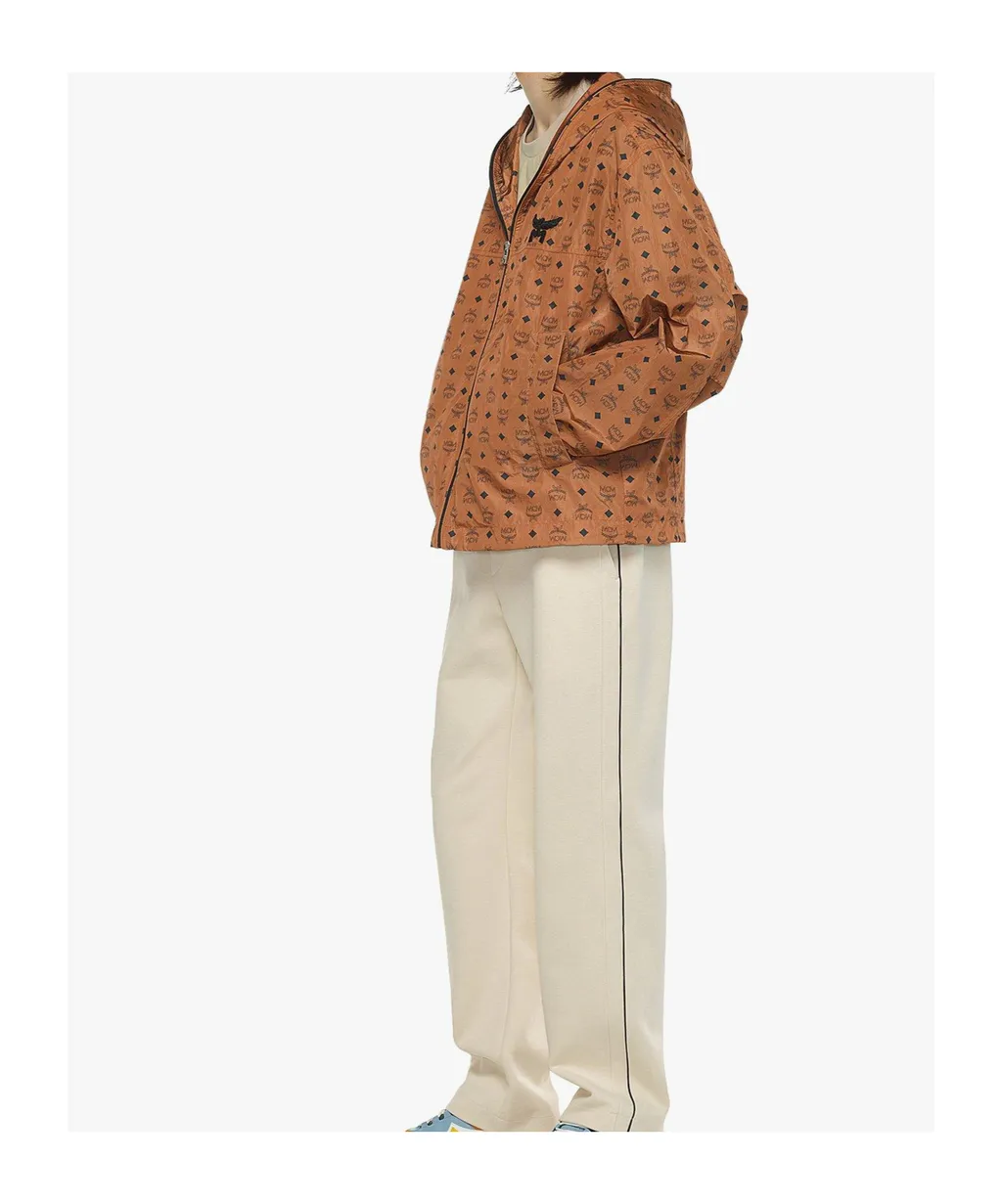 Mcm Monogram-Printed Zipped Hooded Jacket