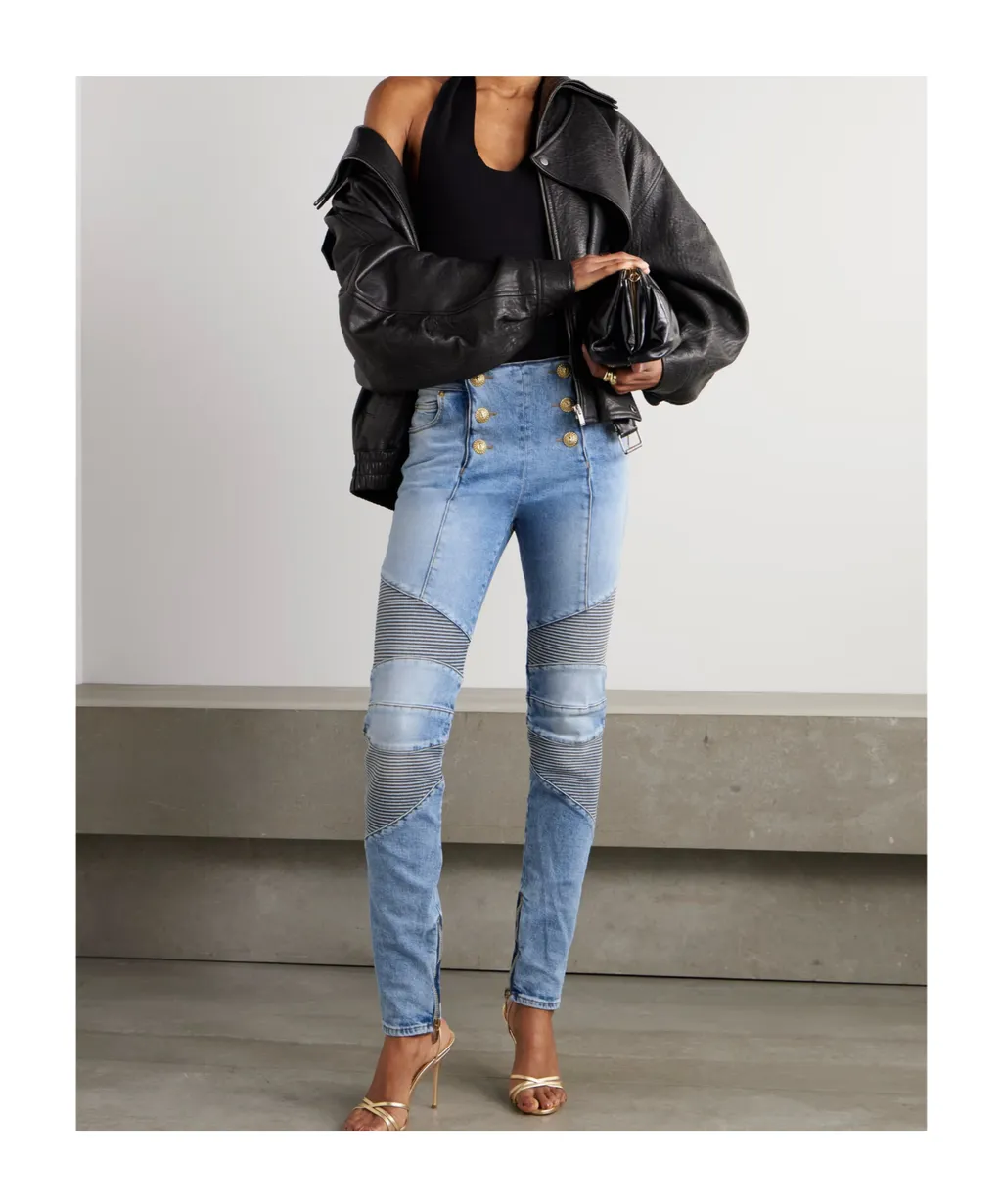 Balmain High Waist Panelled Jeans