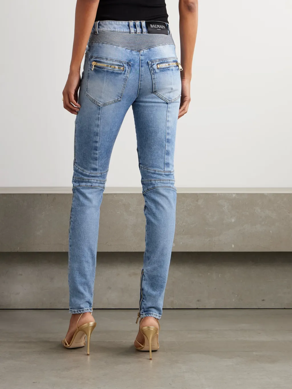 Balmain High Waist Panelled Jeans