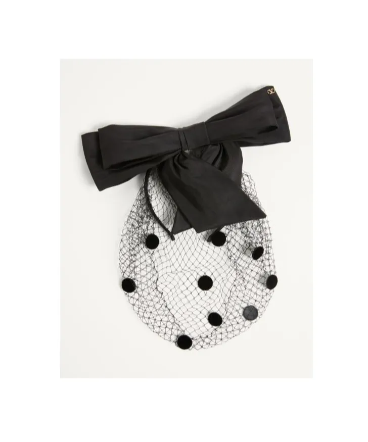 Vlogo Signature Headband With Bow And Veil In Silk And Velvet