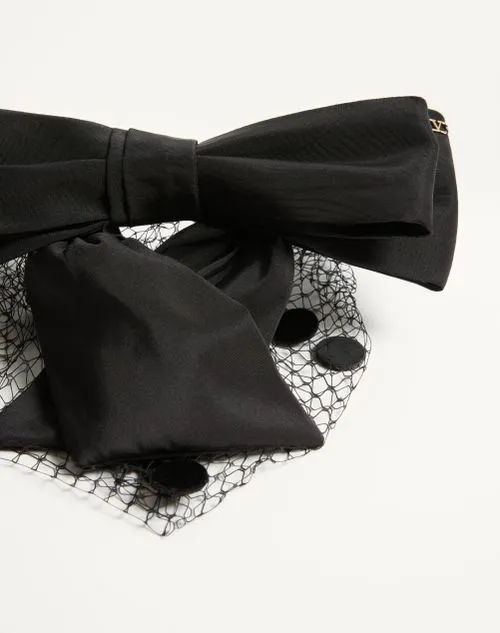 Vlogo Signature Headband With Bow And Veil In Silk And Velvet
