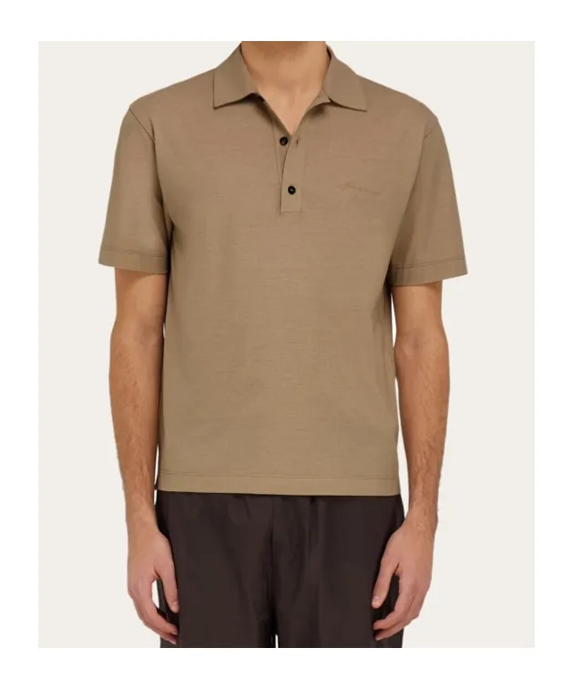 Ferragamo Short-Sleeved Crewneck Polo Shirt